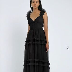 Jenny Yoo Black Ruffle Wedding Dress
